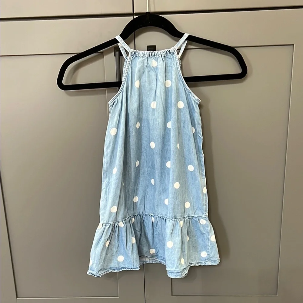 Old Navy Light Blue Chambray Polka Dot Kids Dress